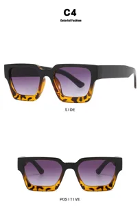 Vue détaillée des lunettes de soleil carrées dégradées avec monture en écaille