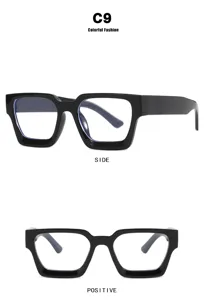 Vues de face et de côté de lunettes de soleil tendance à monture carrée noire