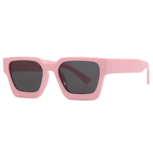 Lunettes de soleil carrées roses tendance avec verres foncés pour protection UV et style