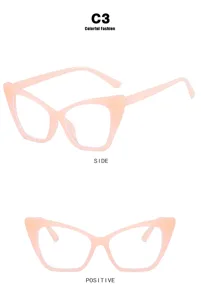 Vista dettagliata degli occhiali anti luce blu gatto rosa con angoli frontale e laterale.