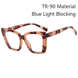 Fashionable square tortoiseshell TR90 anti-blue light eyewear frame for stylish daily look