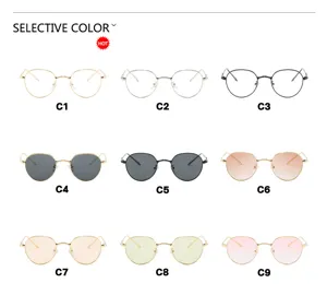 Complete color overview of nine variants for these stylish small round metal sunglasses