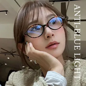 Retro oval tortoiseshell small frame glasses with anti-blue light lenses for women