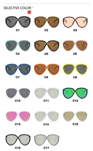 Selection of 17 colorful futuristic oversized hip-hop sunglasses for women