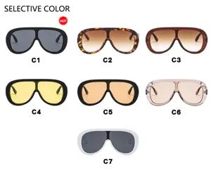 Retro oversized one-piece sunglasses available in seven trendy selective colors for 2024