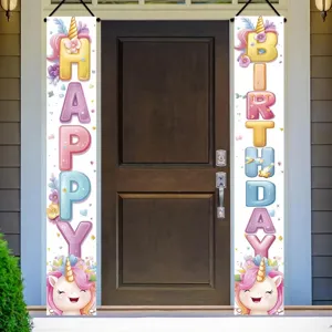Süße Cartoon Einhorn Thema Happy Birthday Banner für Kindergeburtstagsfeier Hausdekoration