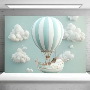 Dromerige 3D heteluchtballon schip fotografie achtergrond voor vliegavontuur thema