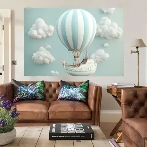 Dromerige heteluchtballon schip fotografie achtergrond voor avontuurlijke feestdecoratie