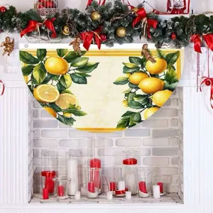 Vibrant summer lemon theme decorative fan-shaped flag for patio, garden and fence decor