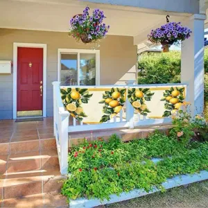 Summer lemon theme decorative fan-shaped bunting flag for garden porch fence decor