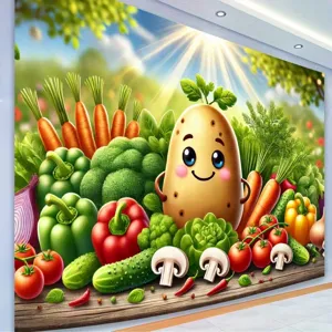 Sfondo fotografico per festa di verdure cartoon per decorazione a tema fattoria