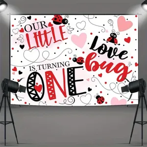 Toile de fond photographe 1er anniversaire coccinelle 'Our Little Love Bug' décor