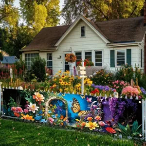 Vibrant floral spring garden banner for courtyard fence and home outdoor decoration
