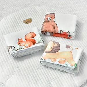 Suaves mantas de hitos para bebés con ilustraciones de animales del bosque