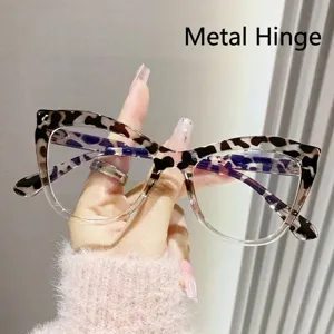 Montatura per occhiali gatto leopardata con lenti anti-luce blu professionale per donna