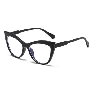 Occhiali gatto neri anti-luce blu con montatura alla moda e cerniera in metallo