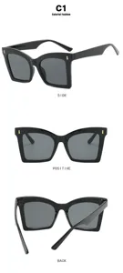 Multi-angle view of oversized square glasses frames with silver decorative studs.