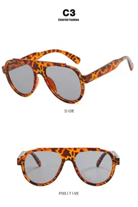 Detaillierte Produktaufnahmen der trendigen Aviator-Sonnenbrille mit Schildpatt