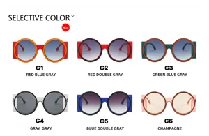 Showcase of six stylish color variants for these oversized round catwalk sunglasses