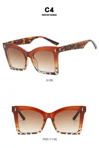 Square oversized tortoiseshell glasses frame with brown gradient lenses for a stylish look