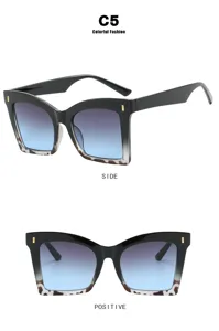 Detailed view of stylish square oversized glasses frames with elegant gold stud accents