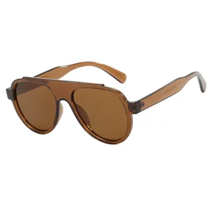 Stilvolle braune, lichtdurchlässige Flieger-Sonnenbrille für trendige Fashion-Looks.