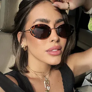 Retro Ovaler Rahmen Sonnenbrille Für Damen Herren Vintage Mode UV400 Schutz Metallbügel Brillen Für Reisen Foto Requisiten
