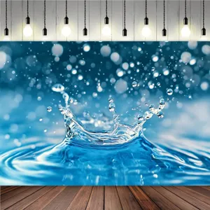 Sfondo Fotografico in Tessuto Pongee Tema Chiaro Spruzzo d'Acqua Tappezzeria da Interno Venatura del Legno Stringa di Luci Arredamento Sfondo Parete Tessuto per Studio Fotografico Casa Soggiorno