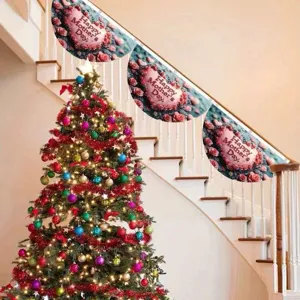 Festive fan-shaped Mother's Day bunting flags with rose heart print for home party decor