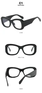 Pantalla multiángulo de monturas de gafas negras gruesas y de moda