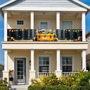 Father's Day decorative banner with yellow toolbox print for house balcony.