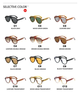 Detailed color selection guide for trendy aviator sunglasses with UV protection.
