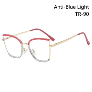 Stylish women's cat-eye blue light blocking glasses with TR90 gold frames