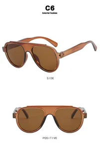 Amber oversized aviator sunglasses for women showing detailed front and side views