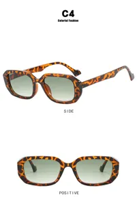 Vistas detalladas frontal y lateral de gafas de sol cuadradas vintage de carey