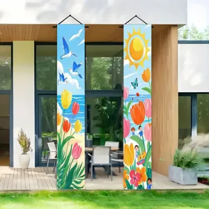 Outdoor spring tulip seashore theme decorative porch banners for courtyard entrance