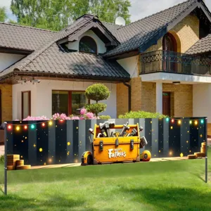 Large Father's Day garden banner with yellow toolbox and festive light print