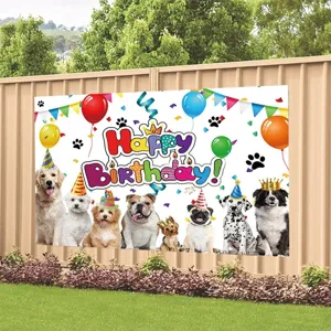 Sfondo di compleanno a tema cani per feste di animali domestici e studi fotografici
