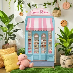 Sweet shop theme arched photography backdrop for girls' afternoon tea party decoration