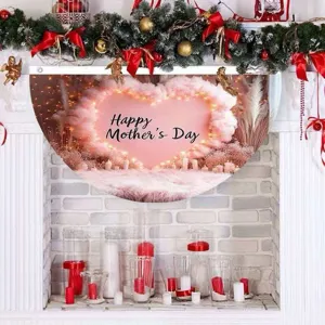 Bandiera decorativa a ventaglio per la Festa della Mamma con cuore rosa e testo