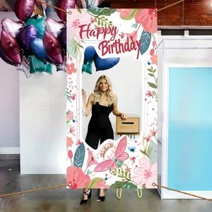 Blumen Schmetterling Fee Geburtstag Fotokabine Hintergrund Polyester Party Banner Hängende Dekoration Fotorequisite