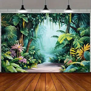 Sfondo per fotografia di foresta pluviale tropicale stile pittura ad olio set fotografico