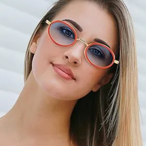 Lunettes de Soleil Ovales Rétro à Petite Monture pour Femmes Vintage Steampunk Métal PC AC Lentille Mode UV400 Streetwear Lunettes