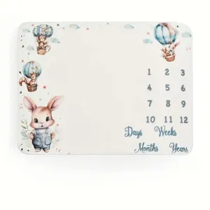 Cute animal themed baby growth milestone blanket for newborn photography background