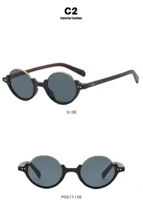 Vintage kleine ronde zonnebril met metalen montuur houten pootjes retro stijl bril unisex