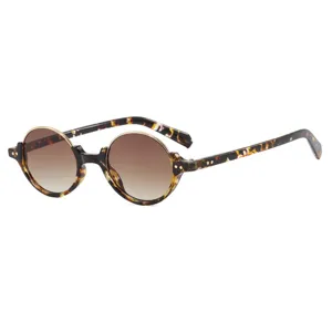 Retro Ronde Zonnebril Voor Dames Heren PC Metaal Ovaal Frame Klinknagels Decor UV400 Brillen Trendy Literaire Straatmode Bril