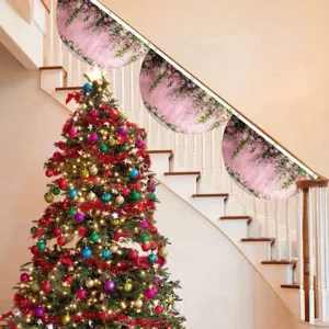 Bandierine a ventaglio con fiori rosa per decorazioni di recinzioni e scale nuziali