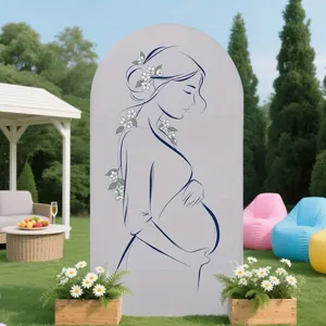 Minimalist pregnant woman silhouette arch backdrop for baby shower party decoration