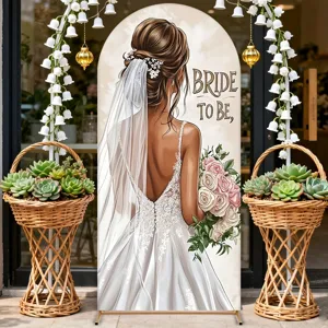Arched bride-to-be wedding backdrop cloth for banquet and party decoration