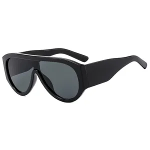 Gafas de sol negras de gran tamaño con parte superior plana, estilo moderno y moda elegante